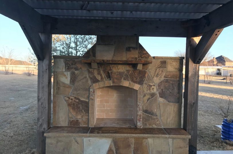 Outdoor fireplace installation in Mansfield, TX
