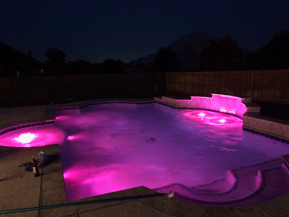 Custom pools in Waxahachie with color changing lights