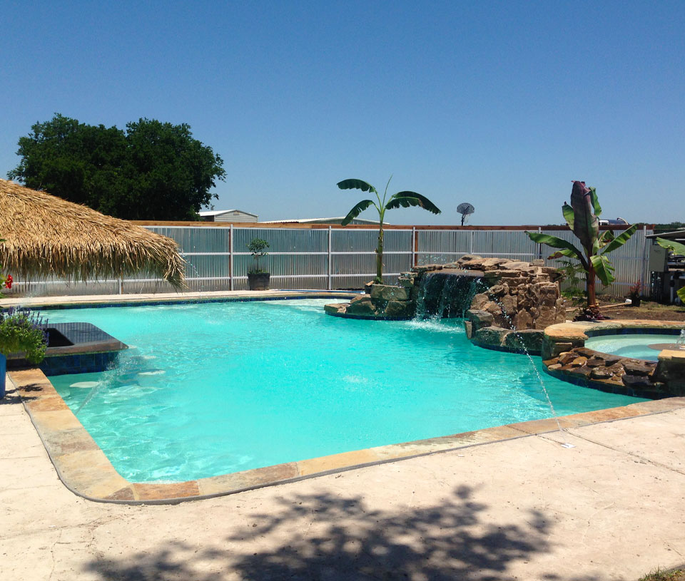 Custom Pools with and blue sky in Red Oak